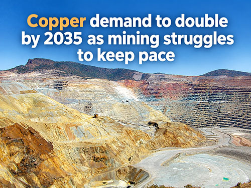 Copper demand to double by 2035 as mining struggles to keep pace