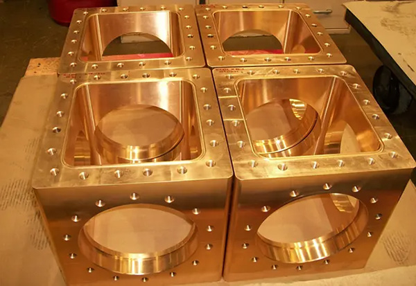 Copper three-way valve body for a military vessel